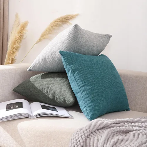 Vista 6 de Jepeak Juego de 2 fundas de almohada decorativas tejidas con textura, fundas de cojín cuadradas de lino sólido para sofá, cama