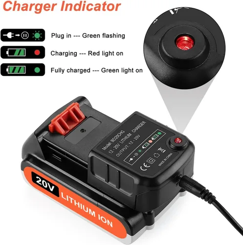 Vista 5 de ANTRobut Reemplazo de 3500 mAh para batería de litio Black and Decker de 20 V y cargador compatible con baterías Black & Decker de 20 V