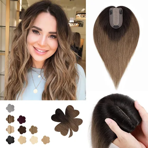 Vista 30 de Peluca de cabello con clip con flequillo, peluca secreta de cabello 100% humano, postizo superior con flecos, peluca de repuesto para mujer