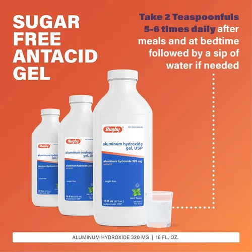 Vista 4 de Hidrogel de aluminio, USP 320mg/0.2 fl oz 16 oz por botella genérico para Amphojel Paquete de 6 en total 96 oz