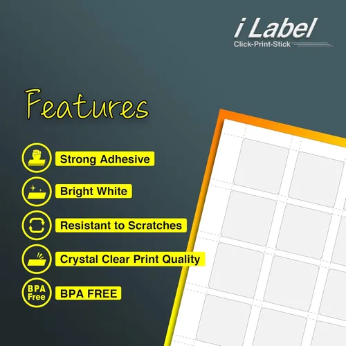 Vista 4 de 24UP 1.5" x 1.5" Square Labels for Laser & Inkjet Printers[100 Sheets,2400 Labels]