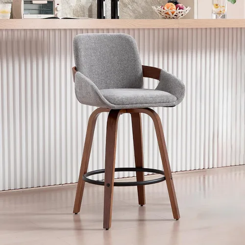 Vista 14 de VipDesk - Taburetes de bar giratorios, taburetes de bar de 26" de altura de mostrador con respaldo y brazos, sillas de bar tapizadas modernas