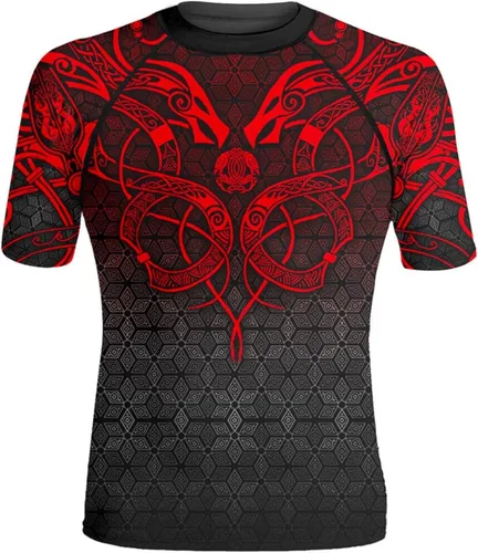Vista 2 de 365CUSGIFTS - Camiseta de compresión Viking de manga corta con estampado 3D que nunca se desvanece