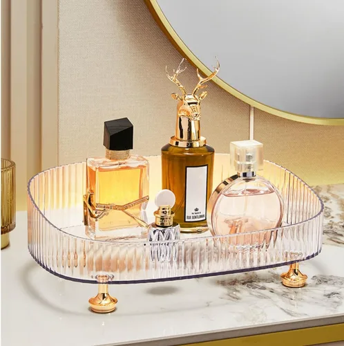 Organizador de perfume de maquillaje, bandeja de tocador de baño, bandeja decorativa para tocador, bandeja organizadora de encimera para cosméticos,