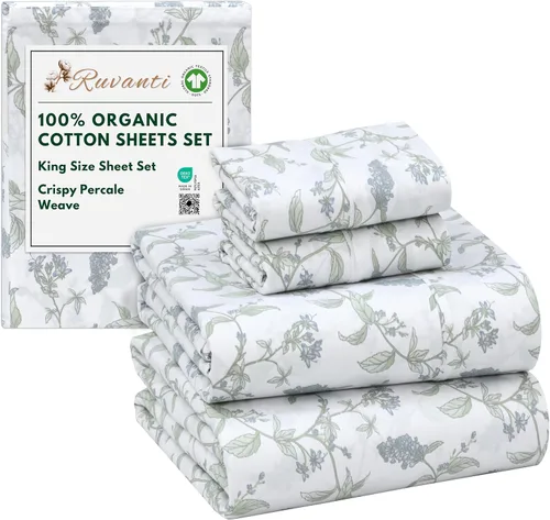Vista 102 de RUVANTI - Juego de sábanas individual XL, 100% algodón orgánico, percal, certificado GOTS, 3 piezas, bolsillo profundo de 15 pulgadas, frescas