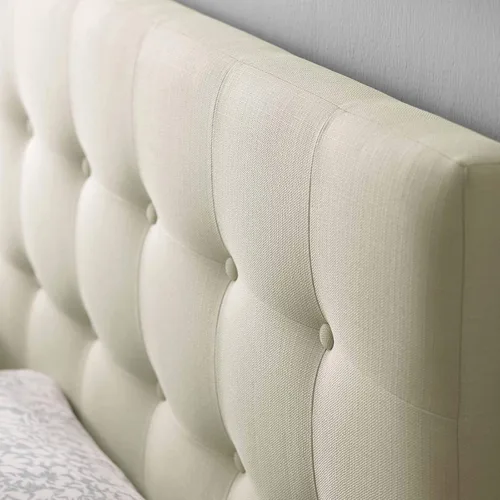Vista 3 de Cabecero de cama individual, Modway Emily, tapizado en vinilo de color blanco, Tela, Marfil (Ivory Fabric)