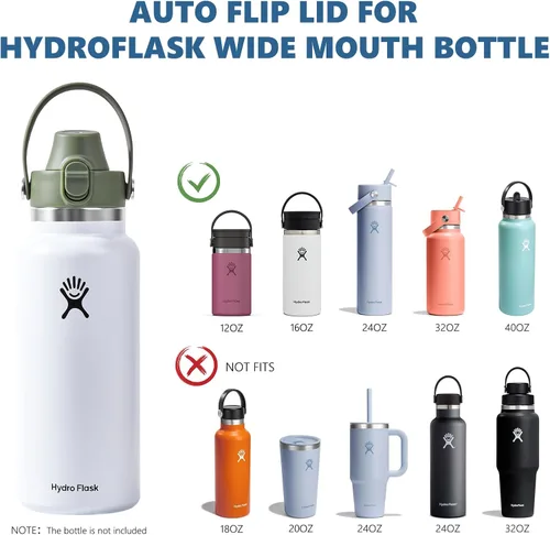 Vista 5 de Auto Flip Lid for Hydro Flask Wide Mouth, Great Spout Lid for Simple Modern, Fits for Iron Flask and Other Brands, Replacement Lid with Button Lock