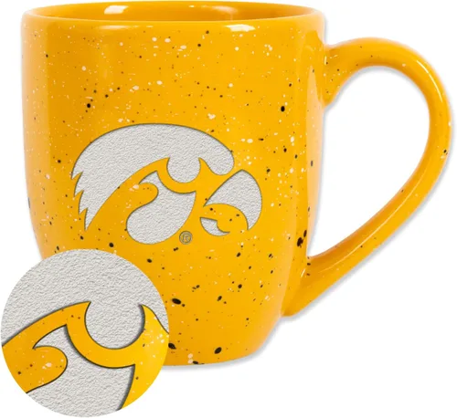 Vista 54 de Rico Industries NCAA Saint Joseph's (PA) Hawks Logo Principal Color Marrón 16 oz Logotipo del Equipo de Color Láser Grabado en Cerámica Moteada Taza