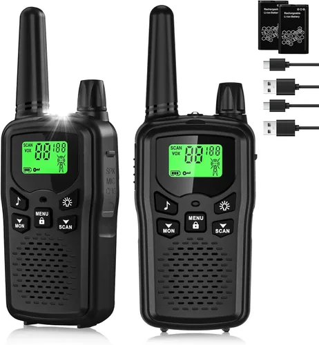 Walkie Talkies para adultos de largo alcance, Walkie Talkie recargable, 22 canales FRS, radios bidireccionales con reducción de ruido, ajuste de