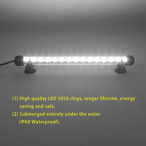 Vista 10 de LED Aquarium Light, Fish Tank Lights Underwater Crystal Glass Bright IP68 Waterproof Submersible Strip Bar Aquarium Tank Light, White, 7.5 inch