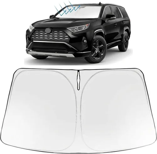 Vista 250 de Proadsy Parasol para parabrisas Rivian R1S 2022-2025 2026 de 4 capas plegable, protector de parasol frontal que bloquea los rayos UV, mantiene