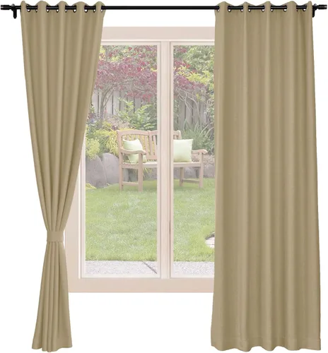 Vista 41 de Frelement Cortinas opacas de lino natural, paneles de cortinas con ojales para sala de estar, cortinas con aislamiento térmico, 52 pulgadas de ancho