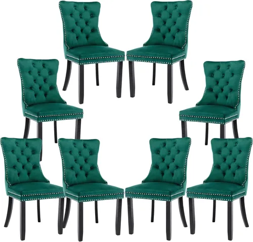Vista 76 de Rhomtree Silla de comedor copetuda moderna de terciopelo para comedor, sillas de comedor tapizadas con diseño de remache de clavo, anillo trasero