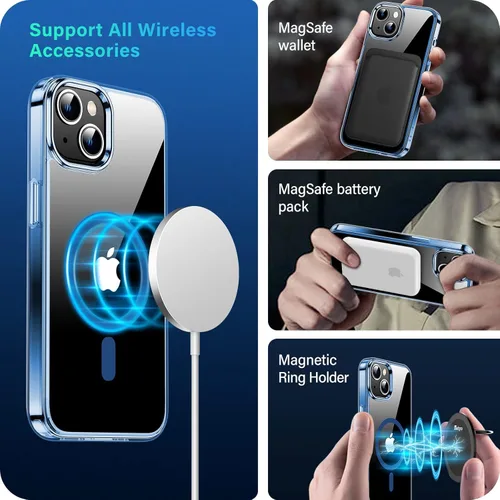 Vista 4 de Meifigno Natural Mag Series diseñada para iPhone 14 Plus, protección de grado militar y compatible con MagSafe, parte trasera de policarbonato duro