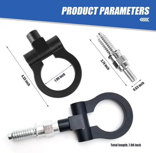 Vista 2 de gunhunt 1 gancho de remolque para parachoques delantero de automóvil, anillo de tracción de parachoques de aluminio, reemplazo de anillo