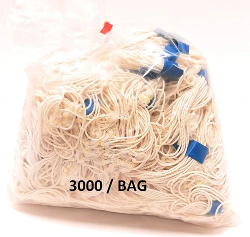 Vista 2 de Cuerdas elásticas gourmet; 6 pulgadas blancas resistentes; bolsa a granel de 3,000 lazos (75 paquetes de 40/paquete) (3000, blanco)