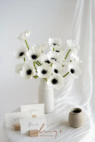 Vista 2 de Ling's moment Flores de amapola artificiales, amapolas de seda sintética para ramo de bricolaje, flores falsas a granel para centros de mesa