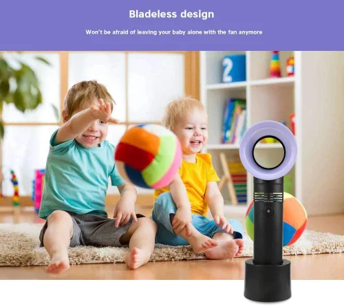 Vista 7 de LZLRUN Protable Ventilador de mano sin aspas Ventilador USB Mini ventilador de escritorio Ventilador sin aspas recargable silencioso 3 engranajes