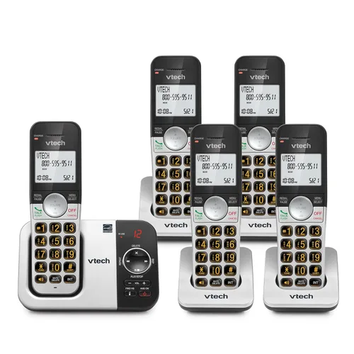 Vista 15 de VTech Teléfono inalámbrico con pantalla grande y botones grandes, DECT 6.0 con identificador de llamadas/llamada en espera, altavoz dúplex completo