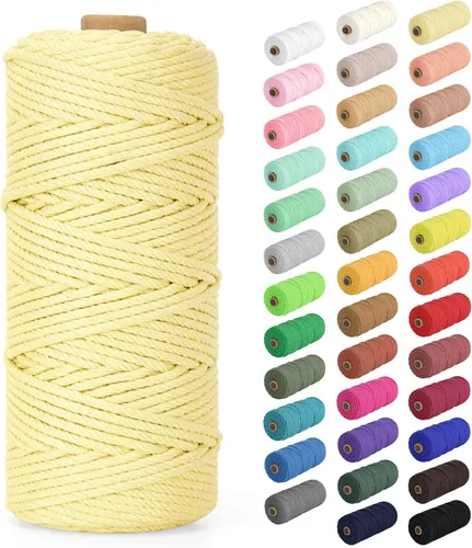Vista 102 de Cuerda de macramé de 0.079 in x 220 yardas (656 pies), cuerda de algodón natural para colgar en la pared, ganchos de plantas, manualidades, Verde