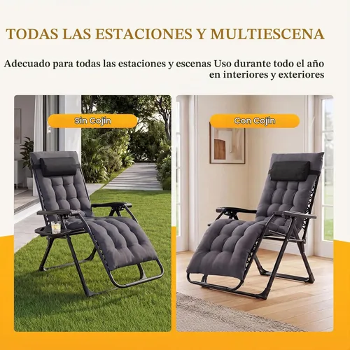 Vista 5 de NEWBULIG Silla de gravedad cero, reclinable plegable para patio con Gris-oscuro