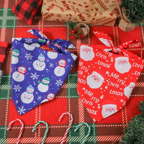 Vista 4 de 2 pañuelos de Navidad para perro, bufanda de perro de varios tamaños, bufanda triangular para mascotas, disfraz de Navidad para perros pequeños