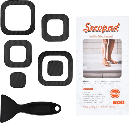 Secopad Calcomanías antideslizantes para bañera, 36 piezas de seguridad para bañeras, duchas, peldaños adhesivos, raspador