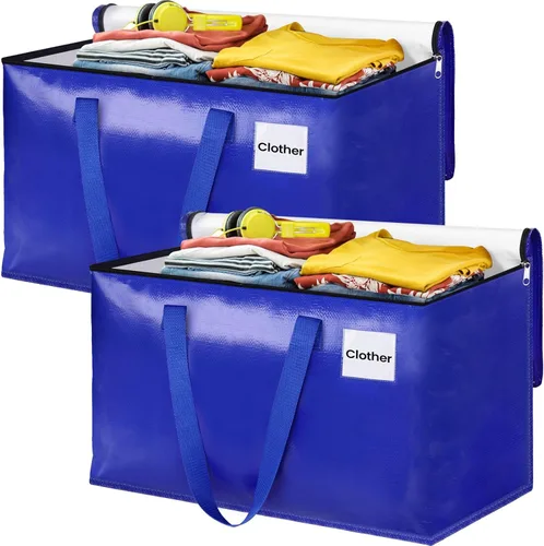 Vista 12 de Bolsas de mudanza, bolsas de almacenamiento con asas resistentes y cremalleras resistentes, bolsas de almacenamiento para ahorrar espacio, mudanza