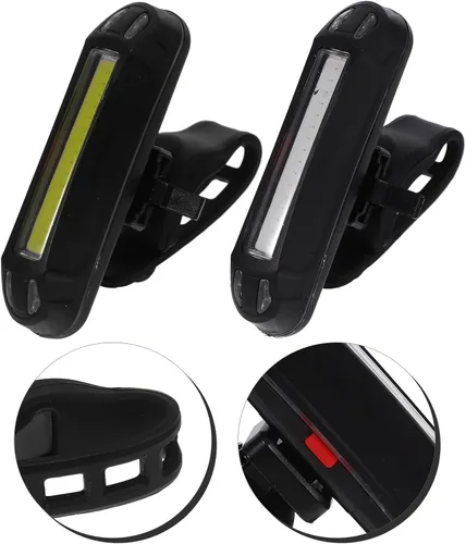 Vista 9 de Bicycle Tail Light Set USB Rechargeable LED Bike Rear Lamp 2pcs Lightweight Red and White Safety Lights for Night Riding Cycling Outdoors