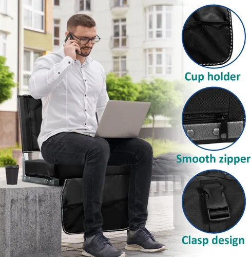 Vista 4 de Cómodos asientos de estadio para gradas con soporte trasero y asiento acolchado, correa para el hombro, asa de transporte y bolsillos