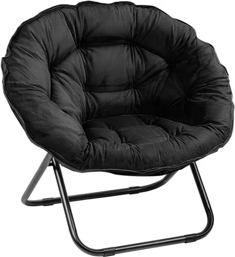 Vista 17 de Silla plegable con platillo, silla Lazy Moon con marco de metal, cómodas sillas de dormitorio para dormitorio, sala de estar, estudio, gris JC