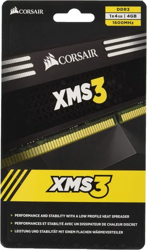 Vista 9 de Corsair CMX4GX3M1A1333C9 XMS3 4 GB 1333MHz PC3-10666 Kit de memoria DDR3 de 240 pines para Core i3 i5 i7 - 1.5V