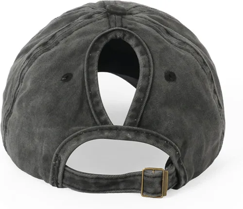 Vista 3 de Gorra de béisbol bordada personalizada para mujer, diseño amigable con cola de caballo, sombrero de sol de algodón lavado, gorra de protección solar