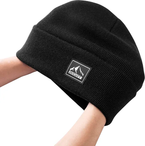 Vista 7 de DOCVIT Gorro de punto con puños cálidos de invierno, unisex, gorro de punto de calavera, sombrero de esquí de moda para hombres y mujeres