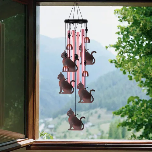Vista 7 de Campanillas de viento para gatos al aire libre, decoración de interiores, atrapavientos románticos móviles hechos a mano, campanillas de gato