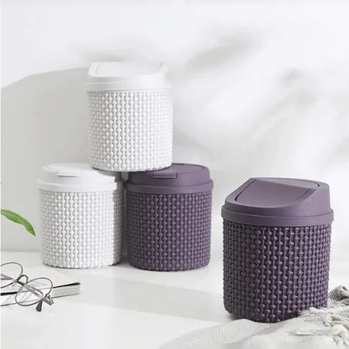 Vista 4 de Botes de basura, cubo de basura de oficina, mini cubo de basura de escritorio de mesita de noche, cubo de almacenamiento de luz de plástico, cestas