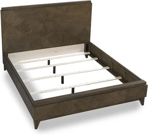 Vista 3 de Modus Furniture Cama con paneles de madera maciza, Queen, Broderick - Marrón avena silvestre
