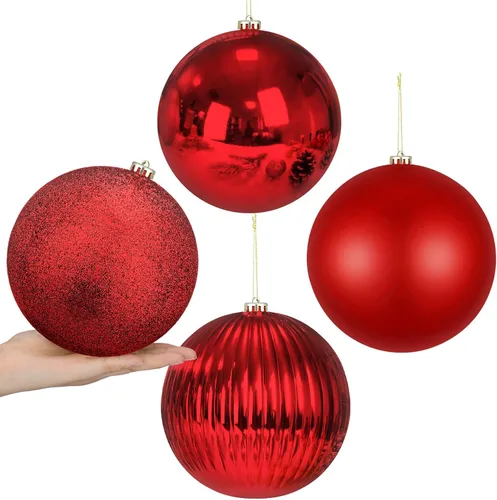 Vista 8 de Liliful 4 bolas de Navidad de 6 pulgadas, adornos para colgar en el árbol de Navidad, adornos extragrandes para decoración del árbol de Navidad