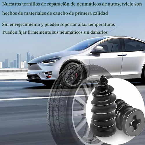 Vista 5 de PINKJOY 30 piezas de clavos de reparación de neumáticos con tornillos autoperforantes de goma, herramienta de reparación de neumáticos de servicio