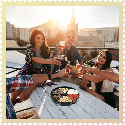 Vista 5 de Baderke Paquete de 10 bandejas redondas de plástico de 10 pulgadas, 6 bandejas seccionales de plástico para aperitivos con tapa, platos redondos