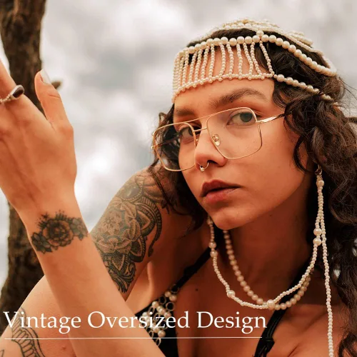 Vista 2 de Lentes sin receta Marco de metal clásico cuadrado transparente para hombres y mujeres