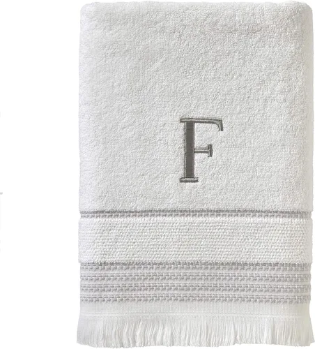 Vista 93 de SKL Home Toalla de baño casual con monograma, B, 28 x 54, blanco
