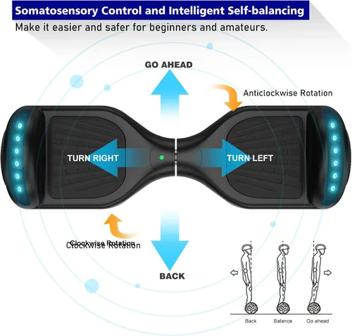 Vista 3 de UNI-SUN Self Balancing Scooter for Kids, 6.5" Two Wheels Scooter with Bluetooth and Lights for Girls Boys Kids Adults(Dark Gray)