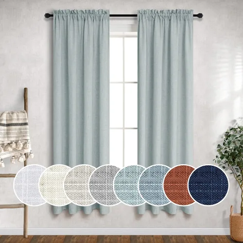 Vista 63 de Mrs.Naturall Cortinas azul marino de 90 pulgadas de largo para sala de estar, juego de 2 paneles con bolsillo para barra, cortinas reductoras