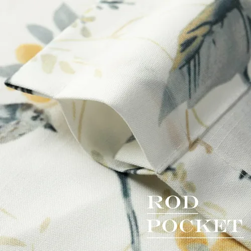 Vista 4 de VOGOL Cenefa y cortinas con patrón de pájaros y flores grises, decoración rústica para el hogar, para granja, cocina, sótano, baño