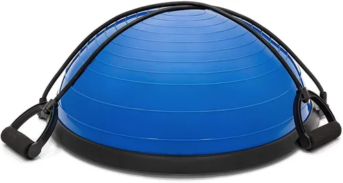 Vista 4 de X FACTOR Entrenador de equilibrio de 23 pulgadas, media pelota de yoga, ejercicio de entrenamiento con bandas de resistencia, bomba
