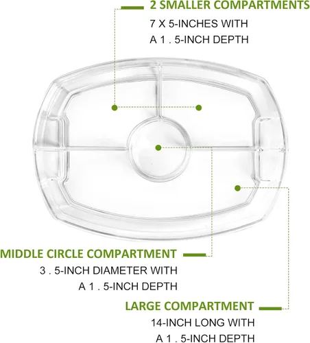 Vista 4 de IVYHOME Bandeja de servir refrigerada de 3 niveles con tapa, bandeja de servir frutas con hielo de 15 pulgadas con 4 compartimentos, plato
