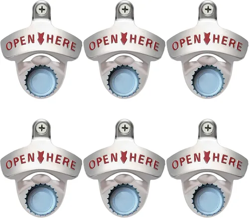 Vista 9 de Abrebotellas de cerveza magnético vintage montado en la pared, acero inoxidable, bronce antiguo, abridor superior de botellas con imanes integrados