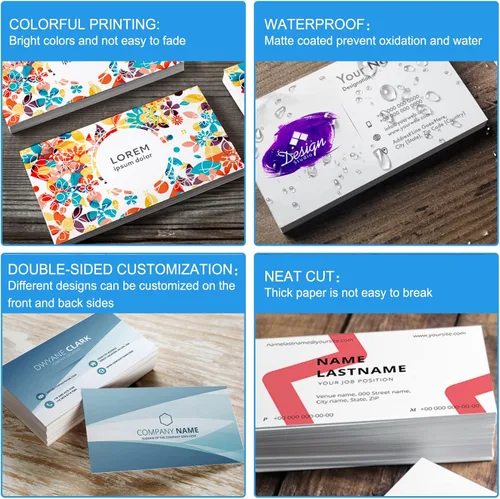 Vista 4 de Tarjetas de visita comerciales personalizadas con logotipo, personalizadas imprimibles de doble cara, tarjetas de visita personalizables 1000 500