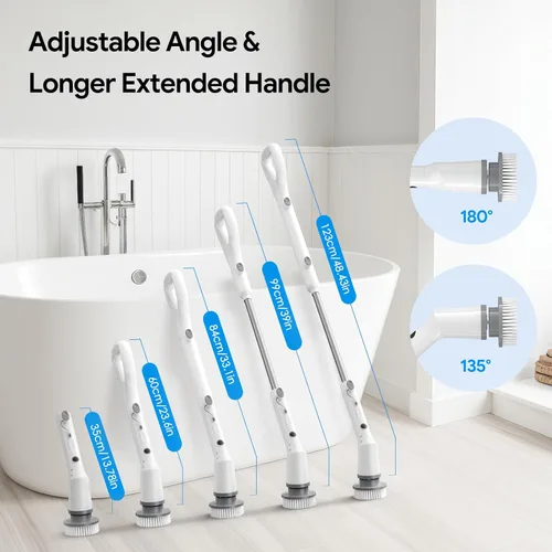 Vista 7 de Sorpci Cepillo eléctrico giratorio 2025, nuevo cepillo de limpieza inalámbrico, cepillo de limpieza de ducha con 7 cabezales de cepillo